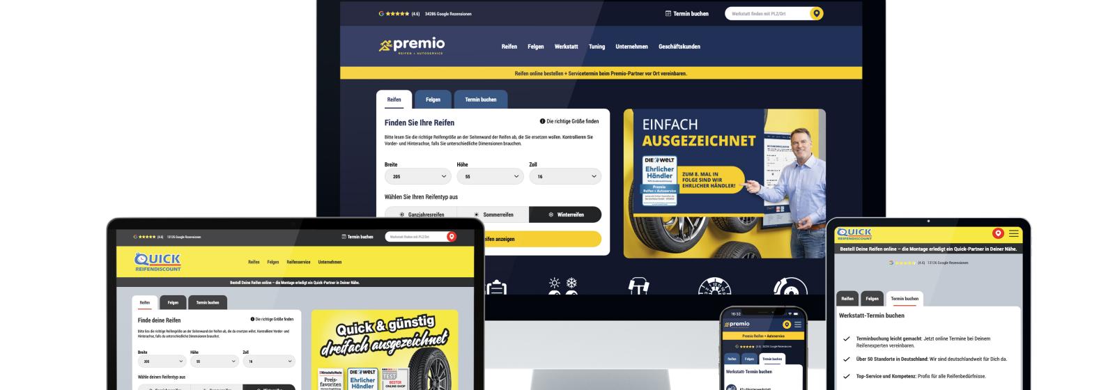 Website-Design premio.de und quick.de